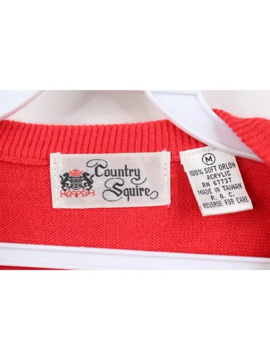 Deadstock Vintage 70s Womens Medium Blank Soft Knit V-Neck Sweater Vest Red - Picture 6 of 11